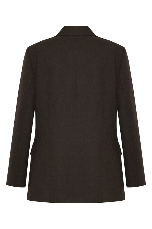 Keten Tek Düğmeli Blazer Ceket Kahve - 7