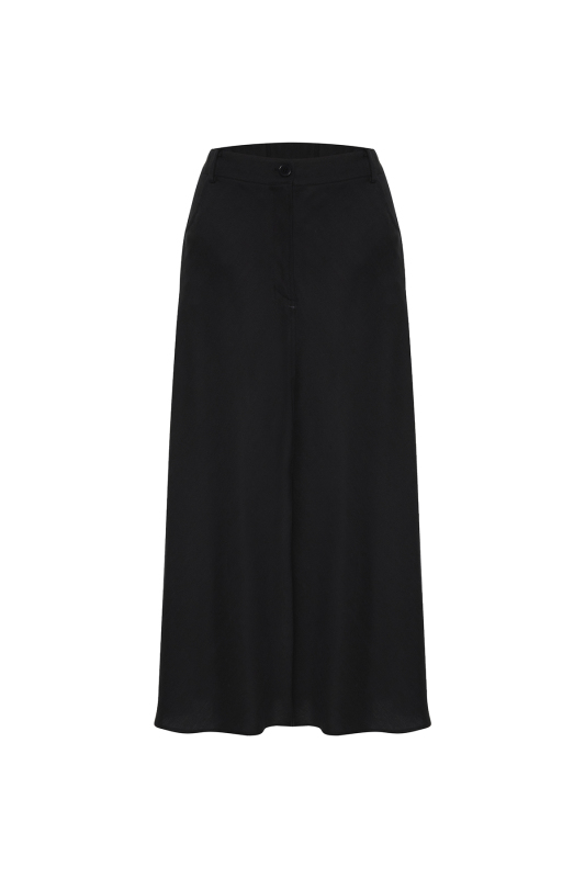 Arka Beli Lastikli Midi Boy Etek Lacivert - 5