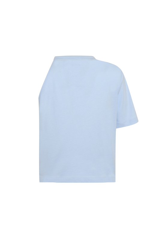 Tek Omuz T-shirt Mavi - 5