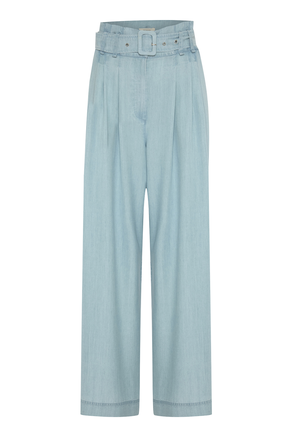Beli Kemerli Denim Palazzo Pantolon Mavi - 4
