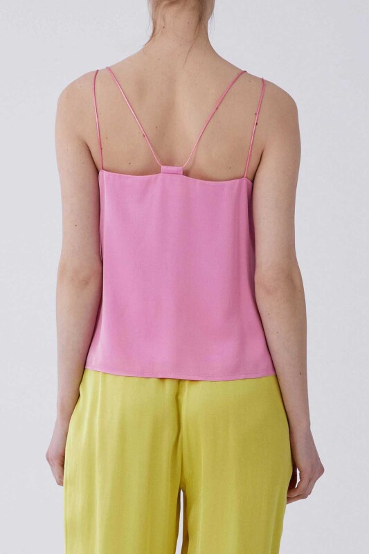 İp Askılı Saten Bluz Pembe - Roman (1)