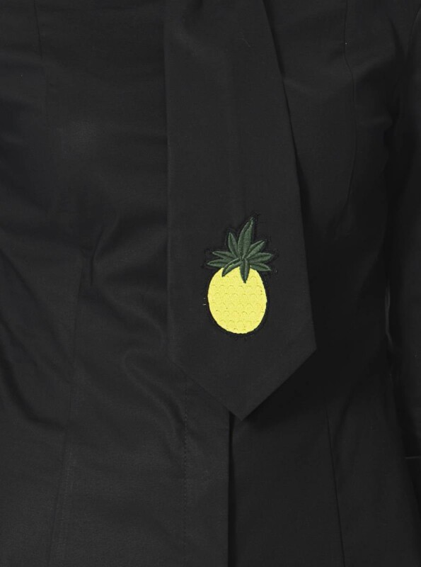 Ananas Figürlü Kadın Gömlek Siyah - 4