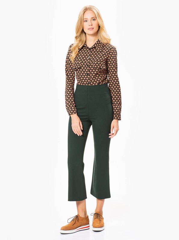 Bol Paça Kadın Pantolon Yeşil - 3