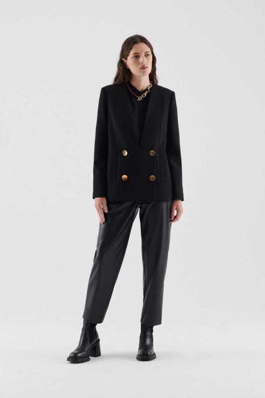 Gold Buttoned Jacket Black - Roman
