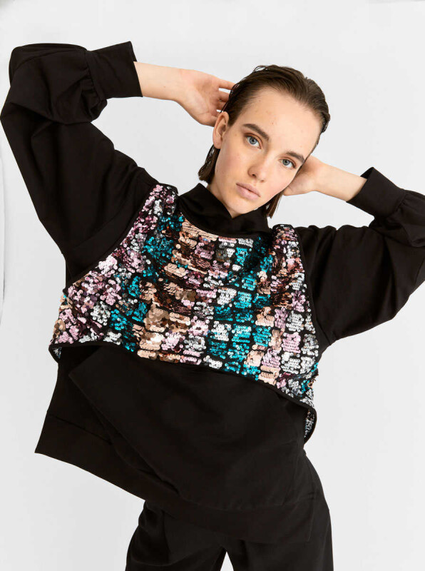  Kapüşonlu Ve Payetli Kadın Sweatshirt - 4
