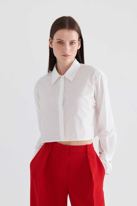 Taffeta Crop Shirt White - Roman
