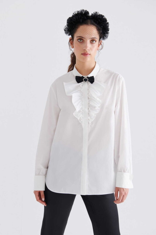 Ruffle Shirt White - Roman