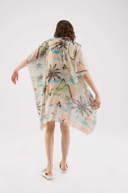 Püsküllü Desenli Etnik Kimono Standart Renk - Roman (1)