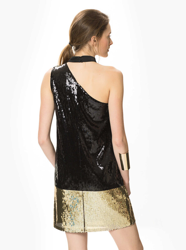 Pul Payet Mini Elbise Siyah - Roman (1)