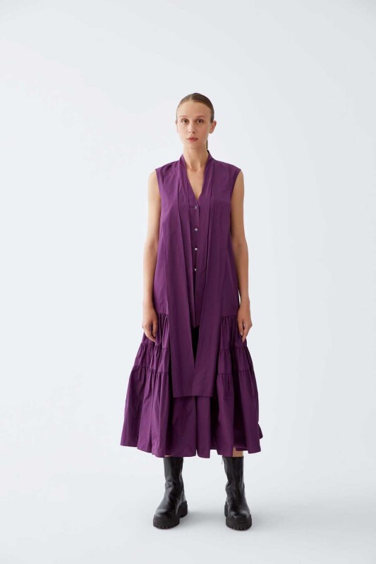  Halter Neck Long Dress Purple - Roman