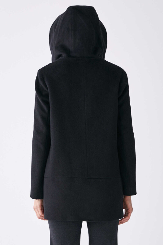 Hooded Tassel Womens Coat Black - Roman (1)