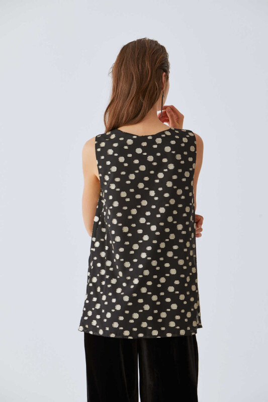  V-Neck Polka Dot Womens Blouse Original - Roman (1)