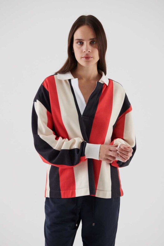  Colorful Striped Womens Sweatshirt Original - Roman
