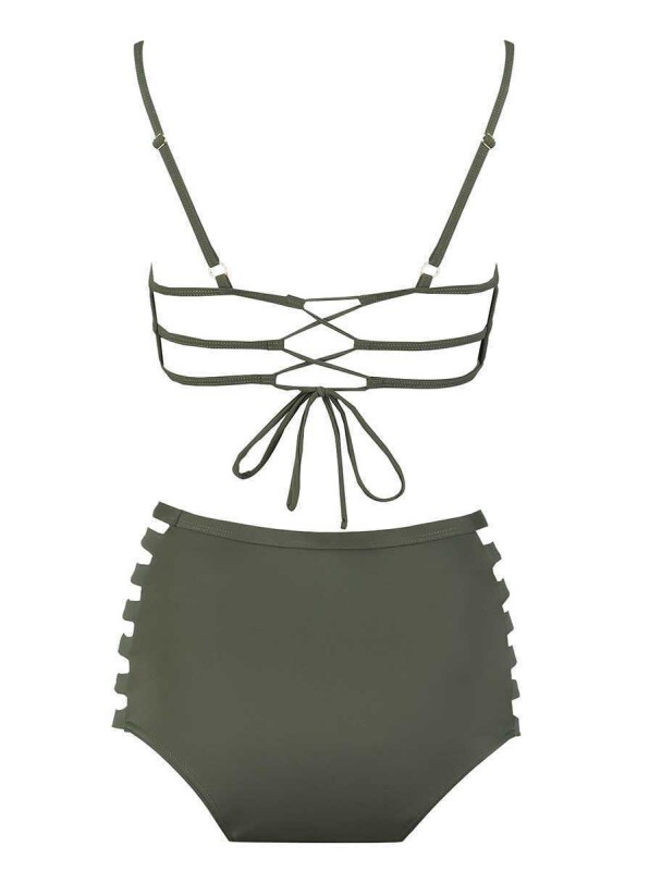 Cut Out Kesimli Bikini Mat Yeşil - Roman (1)