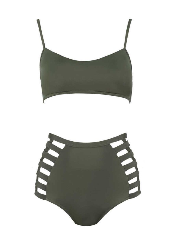 Cut Out Kesimli Bikini Mat Yeşil - Roman