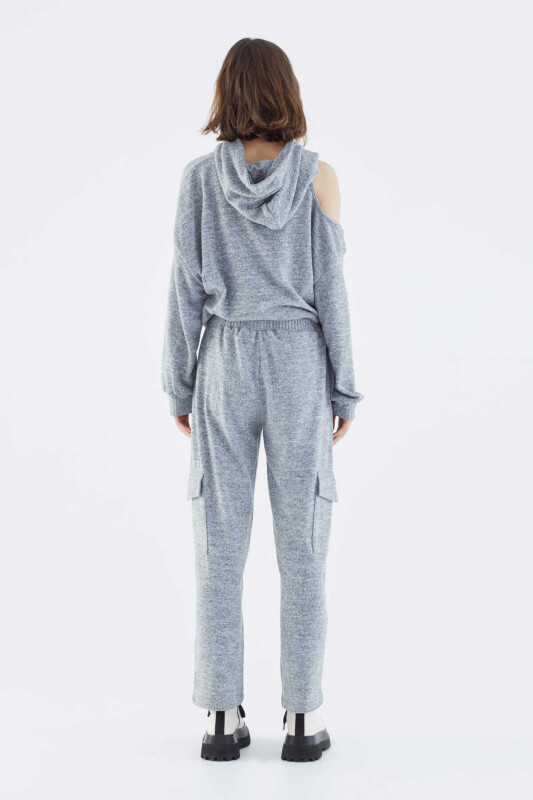  Pocket Detailed Knitwear Womens Sweatpants Grey-Melange - Roman (1)