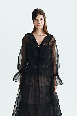 Tül ve Çiçek Detaylı Saç Aksesuarı Siyah - Roman