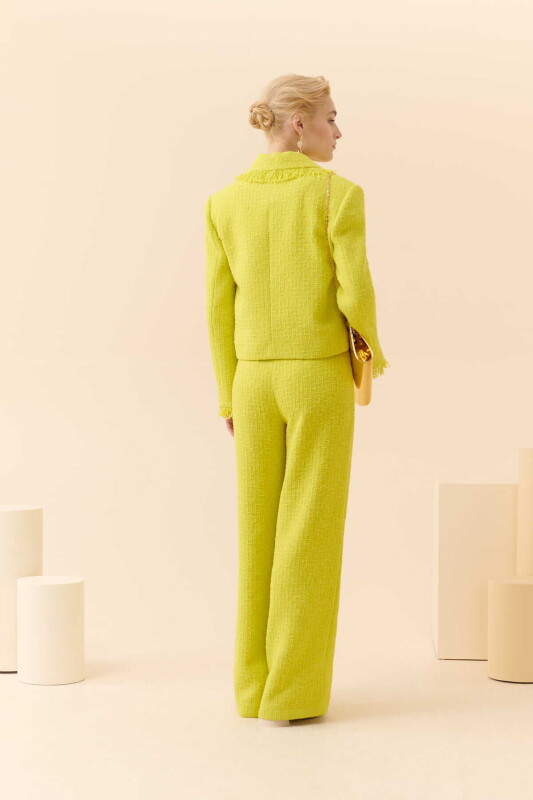 Üç Düğmeli Tüvit Kadın Ceket Yeşil - Roman (1)