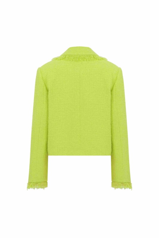 Üç Düğmeli Tüvit Kadın Ceket Yeşil - 5