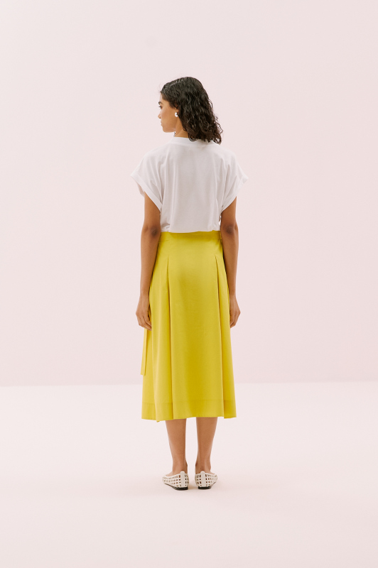 Üst Bedeni T-shirt Pileli Poplin Midi Boy Elbise Standart Renk - 2