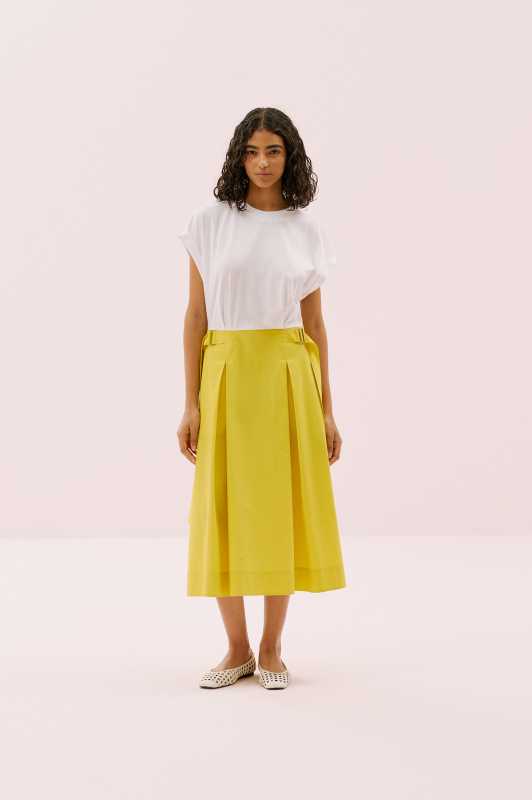 Üst Bedeni T-shirt Pileli Poplin Midi Boy Elbise Standart Renk - 3