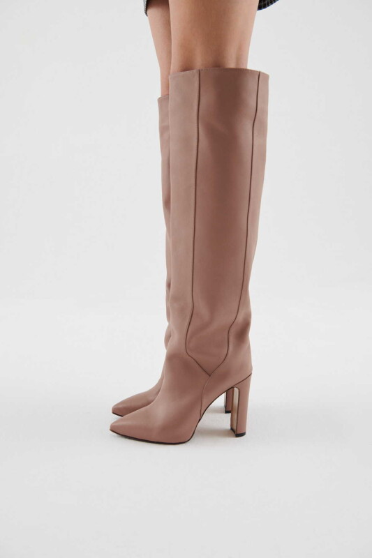 Long Leather Boots Nude - 2