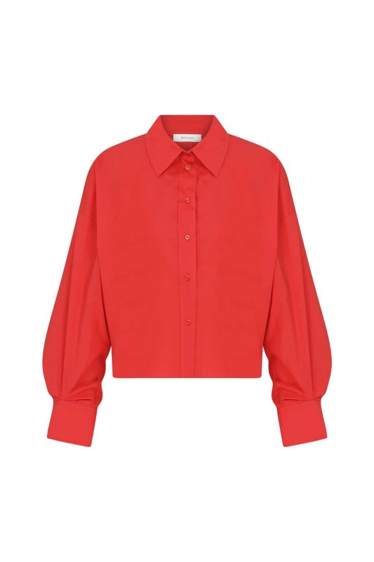  Uzun Kollu Kadın Gömlek Kırmızı - 4