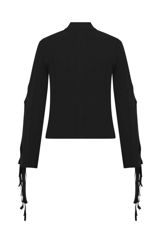  Uzun Kollu Triko Hırka Siyah - 5