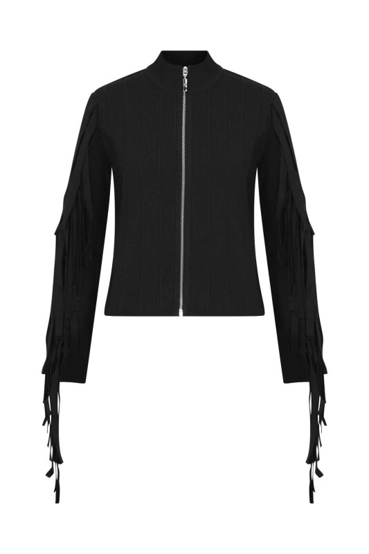  Uzun Kollu Triko Hırka Siyah - 4