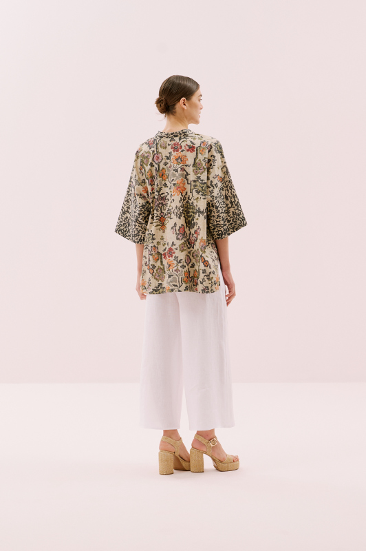 V Yaka Desenli Tunik Standart Renk - 4