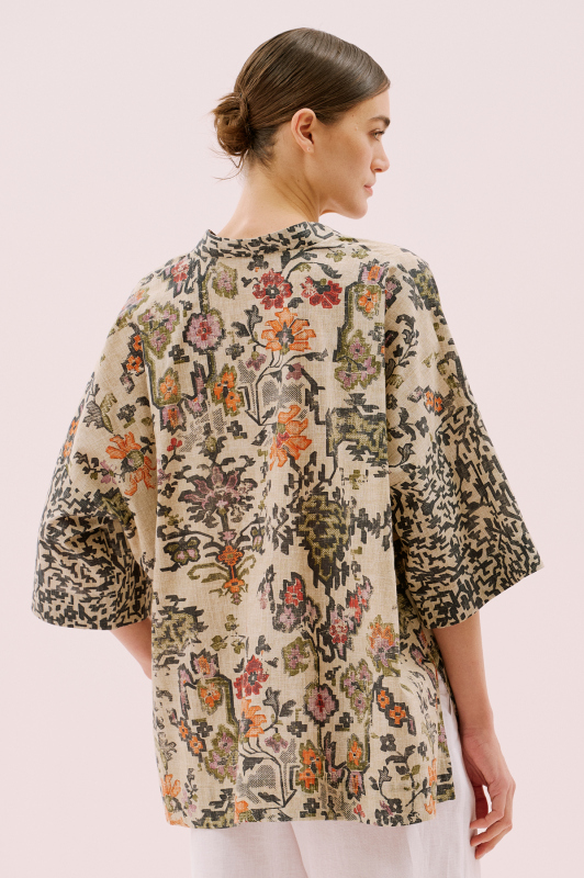 V Yaka Desenli Tunik Standart Renk - Roman (1)