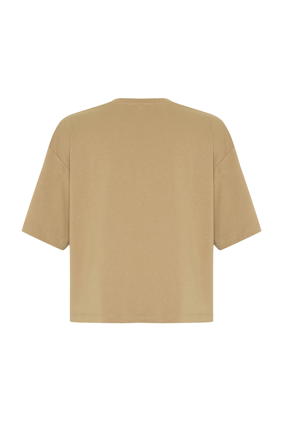 V Yaka Embrode Nakışlı T-shirt Kahve - 5