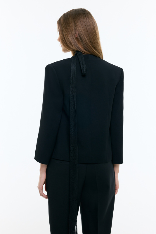 V Yaka Krep Ceket Siyah - Roman (1)