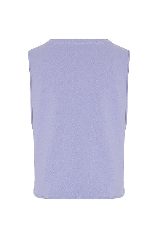V Yaka Kolsuz T-Shirt Lila - 4