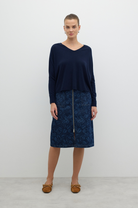 V Yaka Triko Lacivert - 3