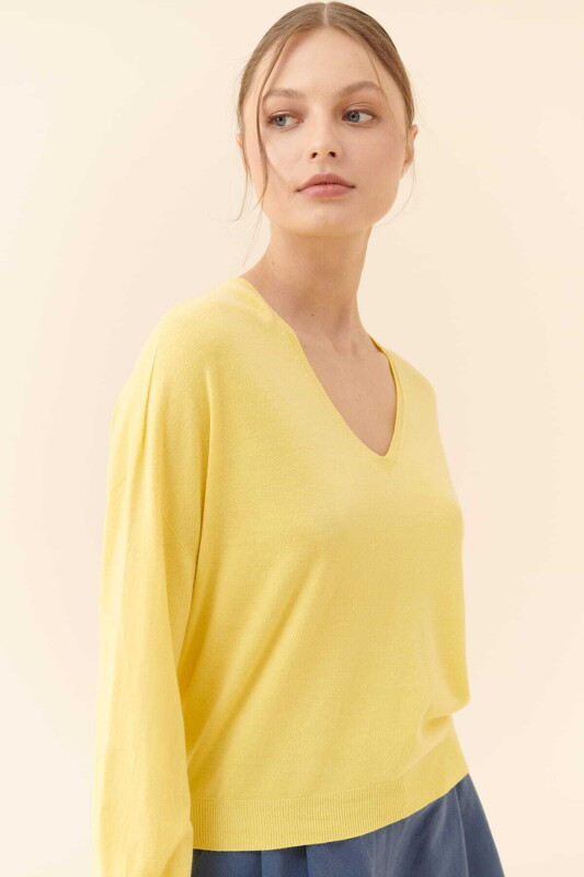 V-neck Knitwear Yellow - 3