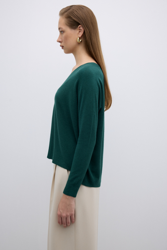 V Yaka Triko Yeşil - 3