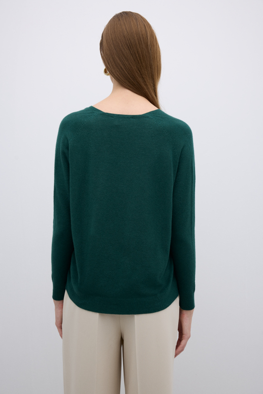 V Yaka Triko Yeşil - 2