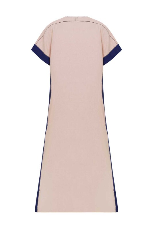 V Yakalı Desenli Uzun Günlük Elbise Standart Renk - 5