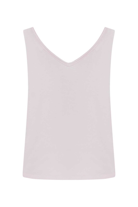  V Yakalı Kadın Atlet Pembe - 5
