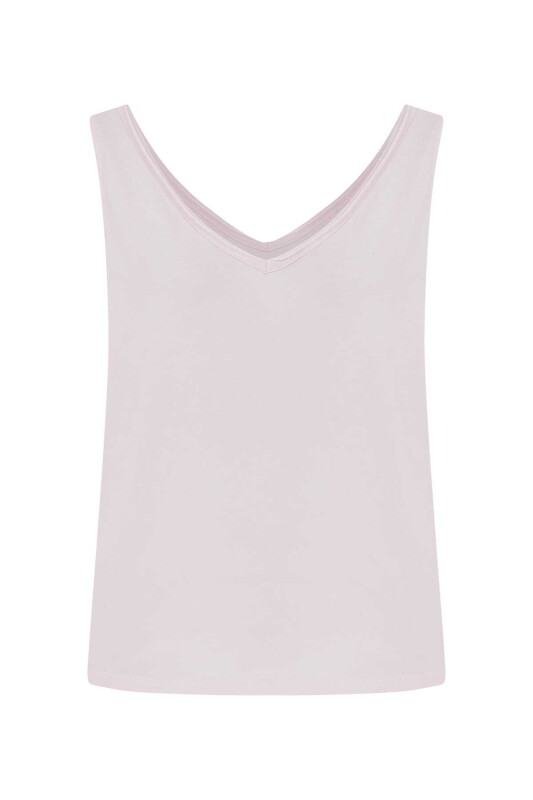  V Yakalı Kadın Atlet Pembe - 4