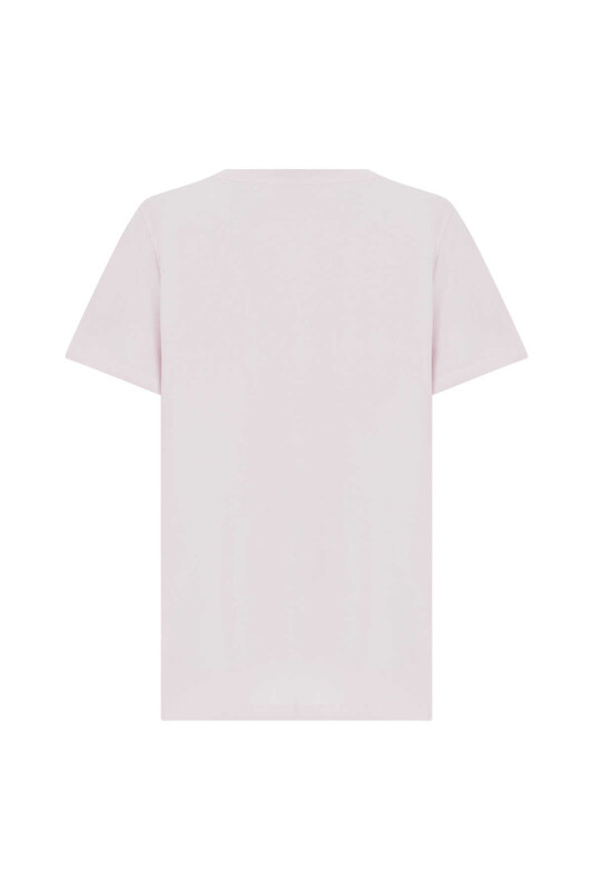  V Yakalı Kadın Tişört Pembe - 5