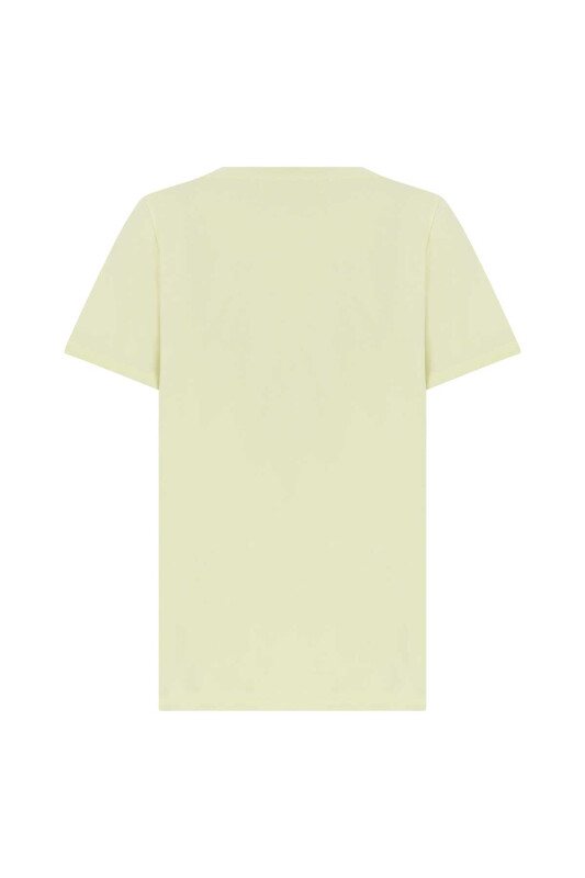  V Yakalı Kadın Tişört Sarı - 5