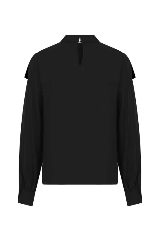 Volanlı Bluz Siyah - 5