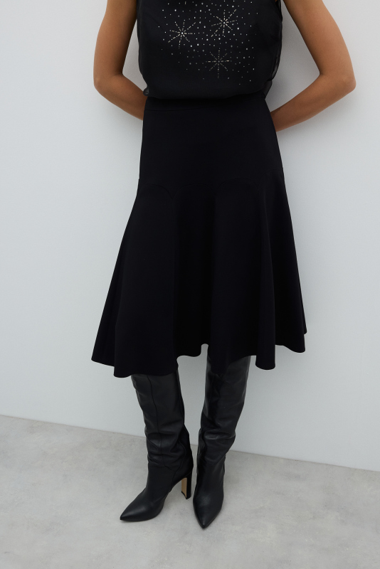 Volanlı Midi Etek Siyah - 3