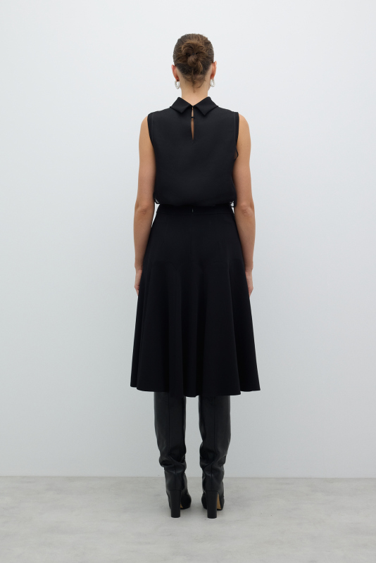 Volanlı Midi Etek Siyah - 2