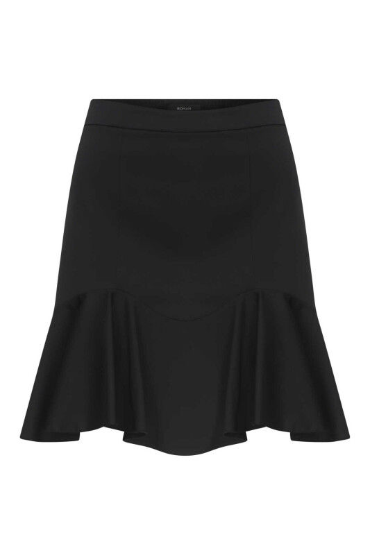  Volanlı Mini Etek Siyah - 4