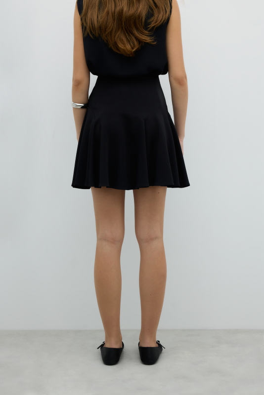 Volanlı Mini Etek Siyah - Roman (1)