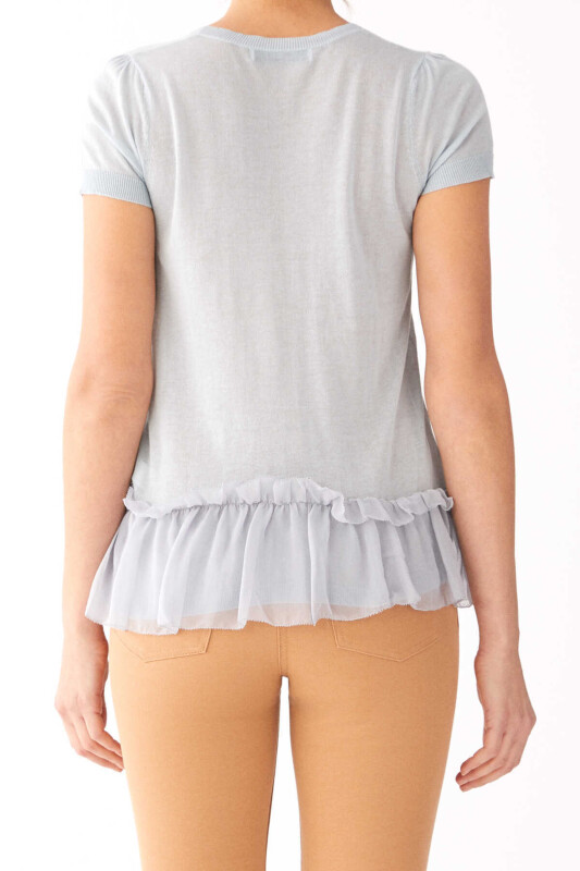 Kısa Kol Düğmeli Triko Mavi - 2