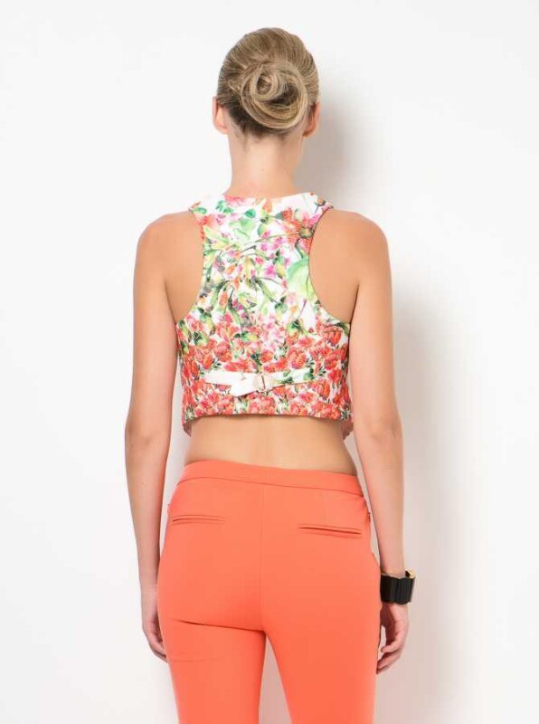 Dekolteli Crop Yelek Kemik - 2